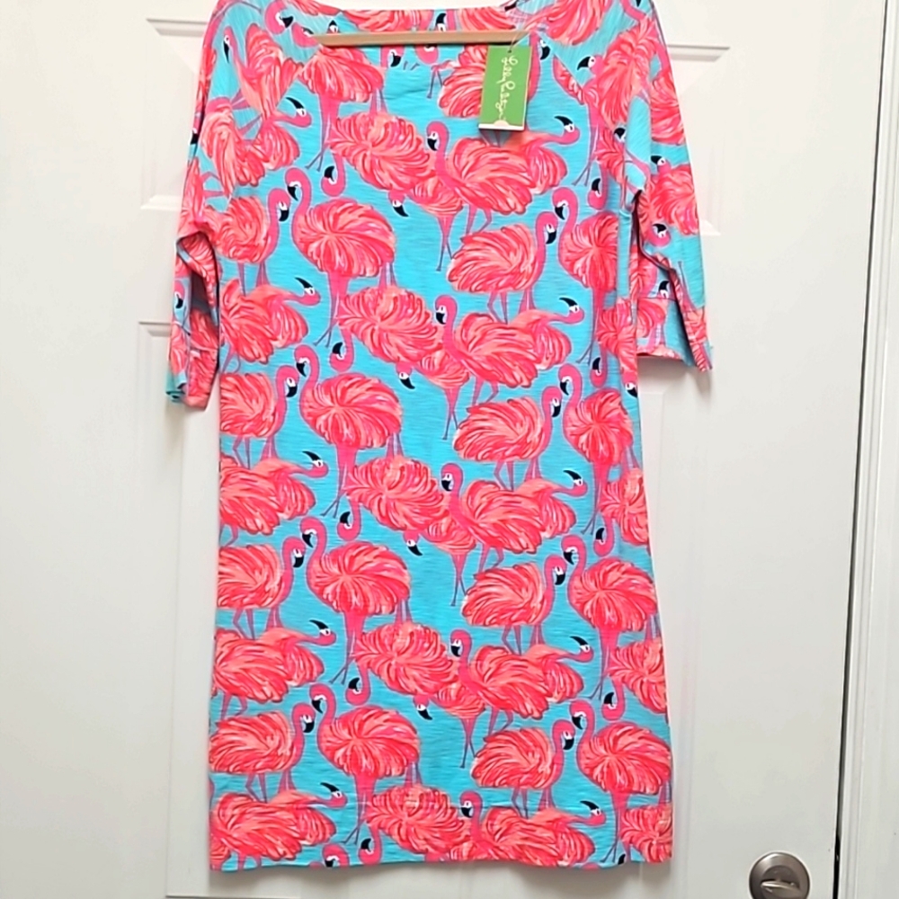 Lilly Pulitzer Cassie dress medium NWT Flamingos